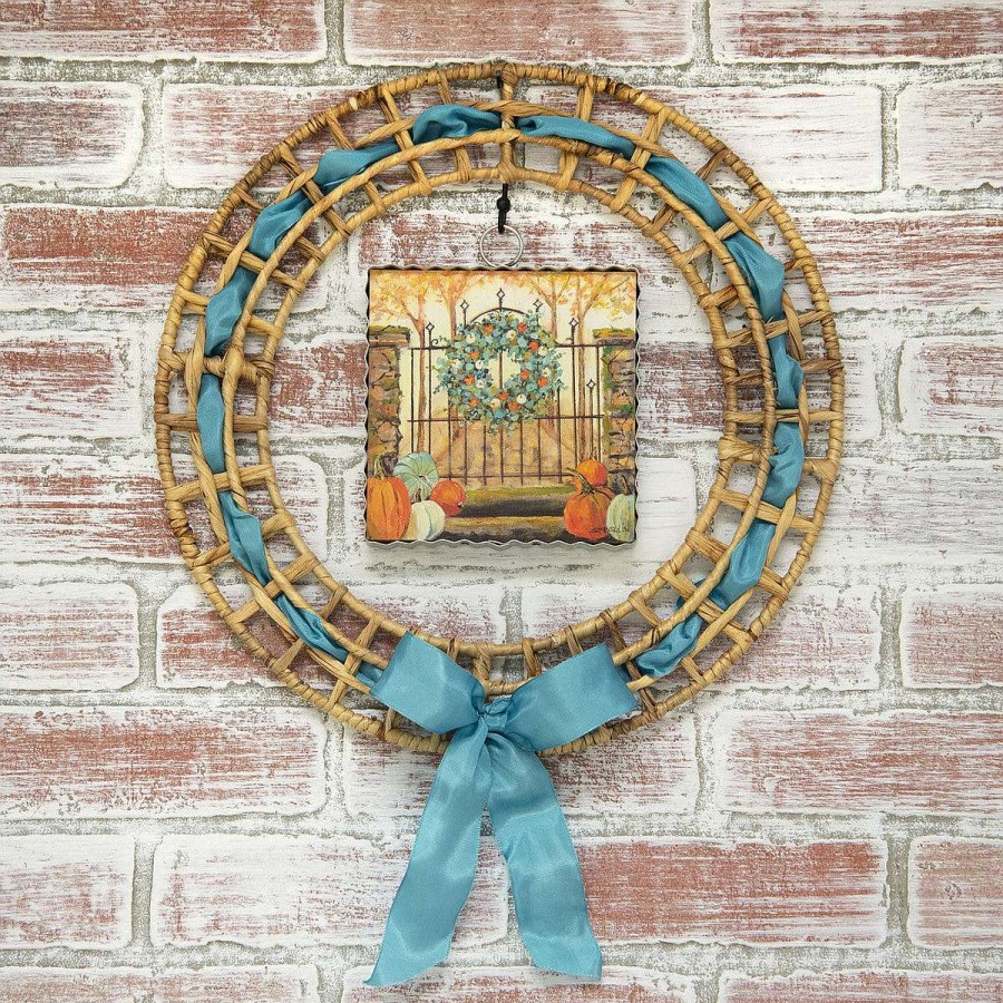 The Round Top Collection Table Decor | Round Wicker Wreath Art Display