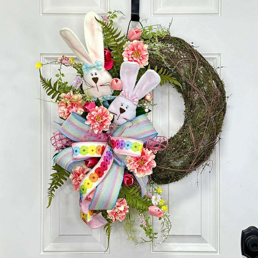 Miss Cayce's Door Decor | Bunny Love Easter Wreath