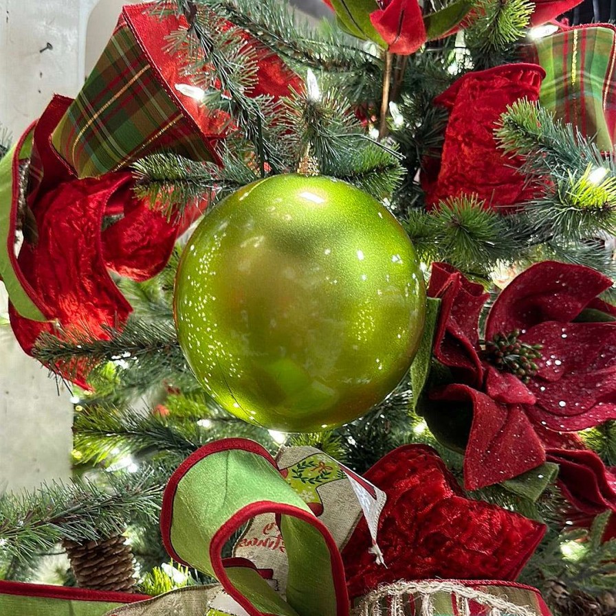Farrisilk Ball Ornaments | Lime Green Candy Apple Ball Ornament, 8"