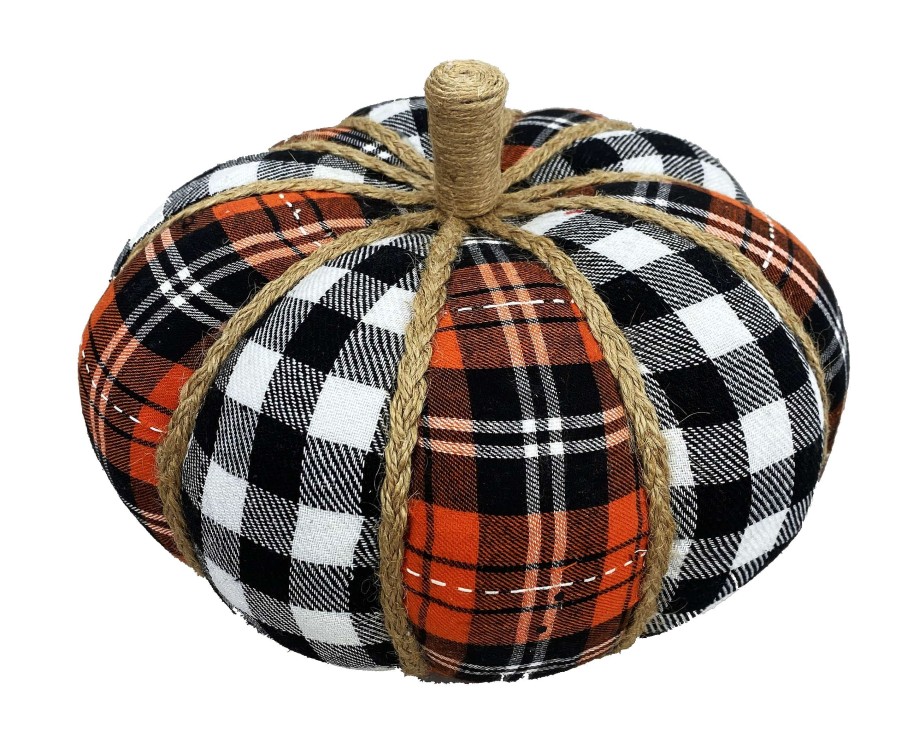 Liberty Floral Home Accents | Plaid Fabric Pumpkin-Large